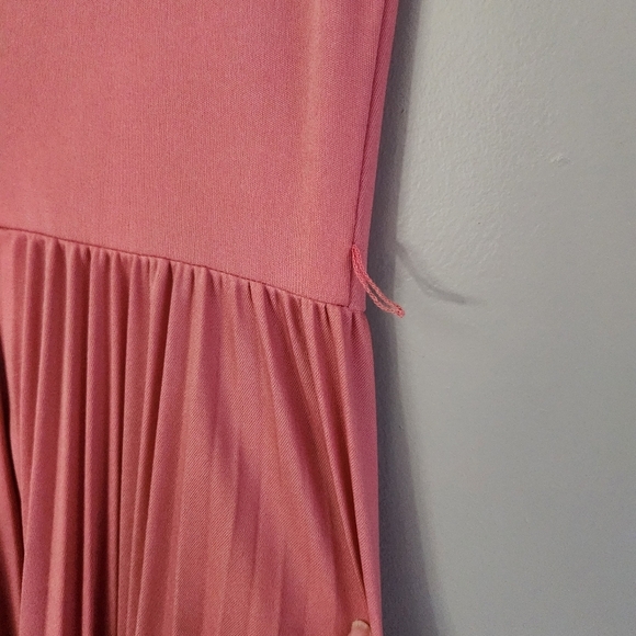 Vintage 70’s Bleeker Street pink sleeveless pleated maxi dress size Large - Picture 6 of 12